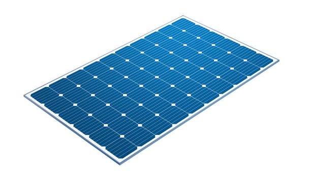 Solar PV module geïsoleerd op witte achtergrond. Fotovoltaïsch systeem. 3d illustratie. - Foto, afbeelding