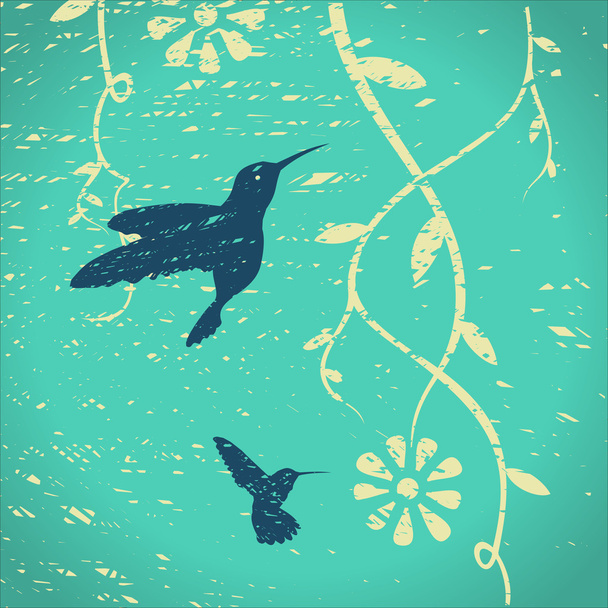 Flower and hummingbird - Vektor, kép
