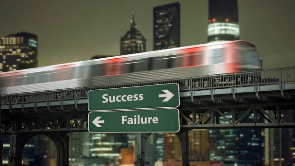 Straßenschild weist den Weg zum Erfolg versus Misserfolg - Foto, Bild