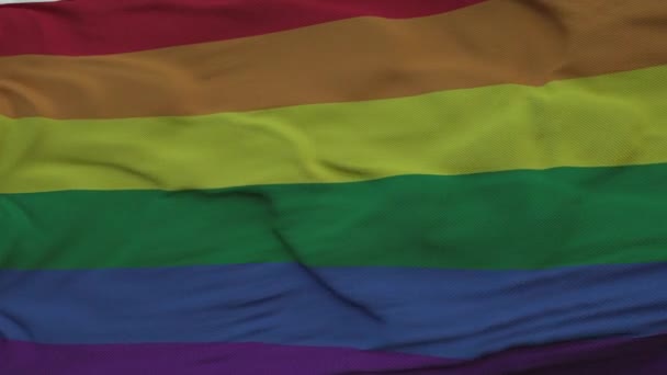 Реалистичный флаг ЛГБТ-гордости, размахивающий ветром на фоне глубокого драматического неба - Кадры, видео