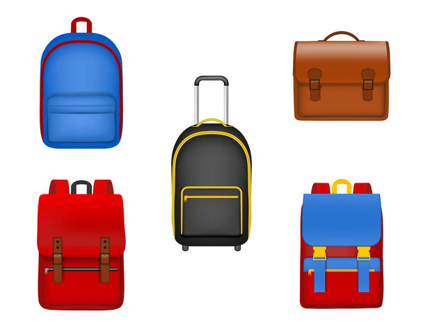 Set of isolated school backpacks - Vecteur, image