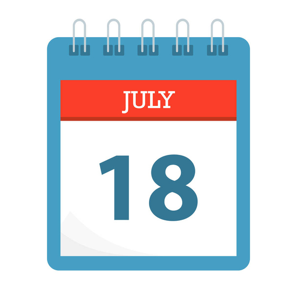 July 18 - Calendar Icon - Calendar template - Business vector illustration. - Vector, Image