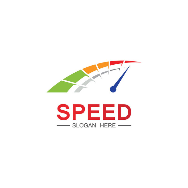 スピードロゴデザイン、シルエットスピードメーターシンボルアイコンベクトル、スピードオートカーロゴテンプレートベクトルイラストアイコンデザイン - ベクター画像