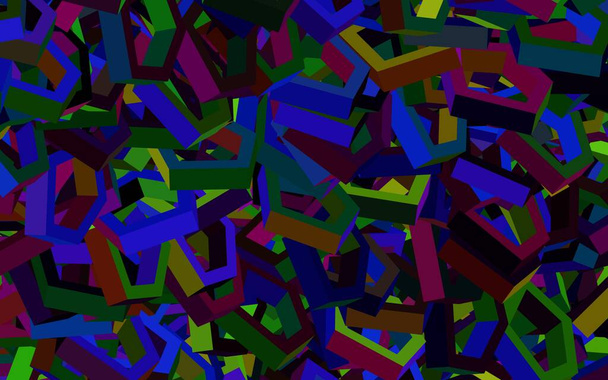 Тёмная многоцветная векторная компоновка с шестиугольными фигурами. Иллюстрация цветных шестиугольников на поверхности размытия. Шаблон для посадочных страниц. - Вектор,изображение