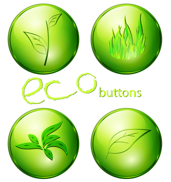Set of four green eco buttons - Вектор,изображение