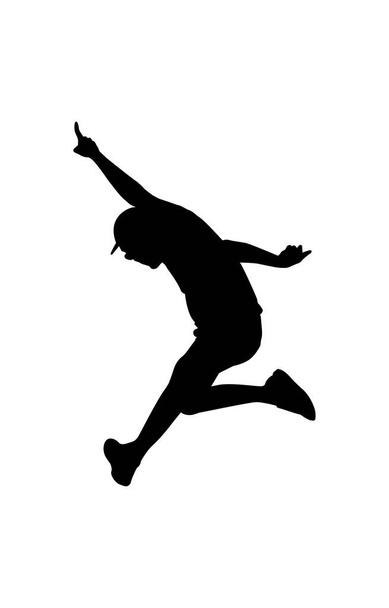 Vector silhouettes of Cheerful man jumping in the air - Διάνυσμα, εικόνα