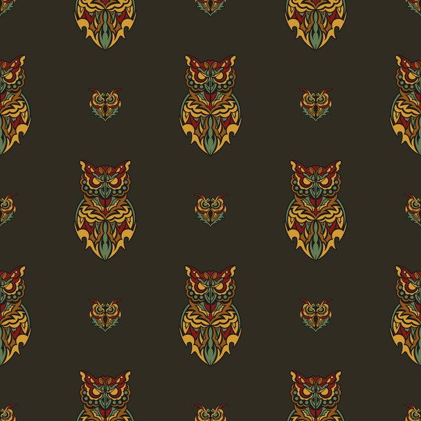 Seamless pattern with owls in the colors of the baroque style. Good for backgrounds, prints and textiles. - Вектор,изображение