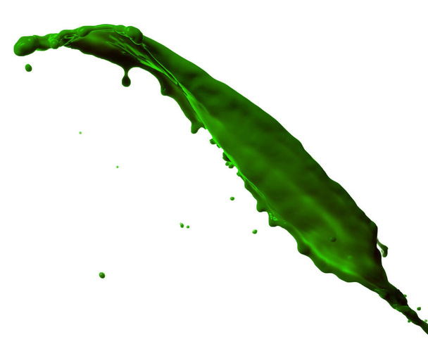 Splash van groene verf op witte achtergrond - Foto, afbeelding