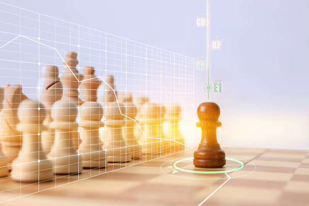 Шахматы на шахматной доске на светлом фоне - Фото, изображение