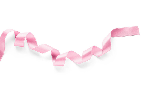 Beautiful pink ribbon on white background - 写真・画像