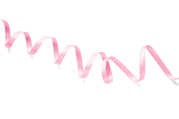 Beautiful pink ribbon on white background - Photo, Image