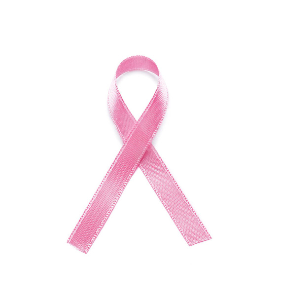 Cinta rosa sobre fondo blanco. Concepto de conciencia sobre el cáncer de mama - Foto, Imagen