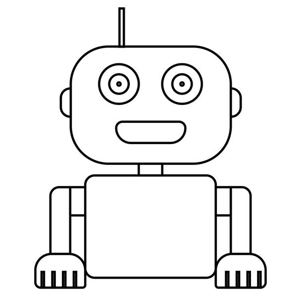 Metà superiore del profilo semplice robot isolato su bianco. Icona del droide. Illustrazione vettoriale. - Vettoriali, immagini