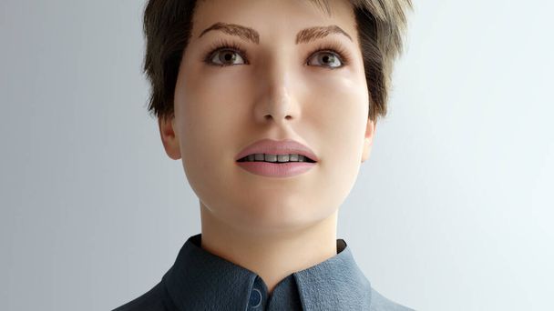 πορτρέτο μιας γυναίκας κοντά μαλλιά studio close-up 3D εικονογράφηση - Φωτογραφία, εικόνα