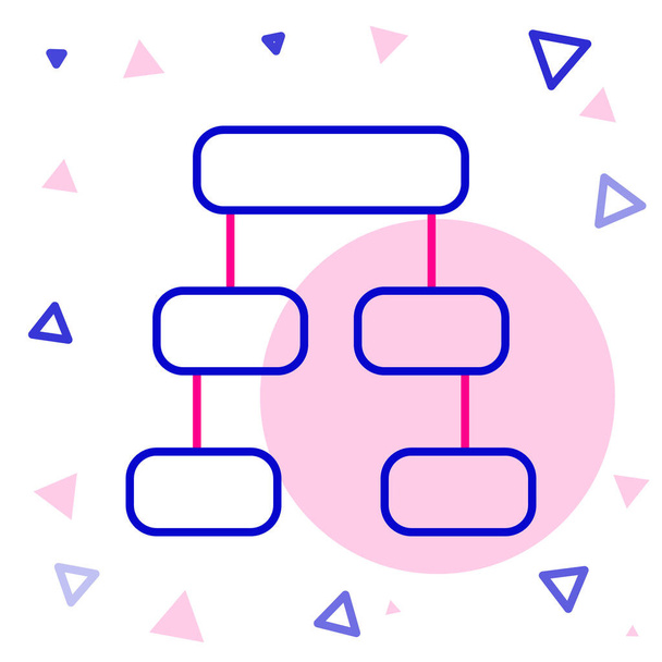 Line Business Hierarchie Organogrammdiagramm Infografik Symbol isoliert auf weißem Hintergrund. Grafische Elemente der Unternehmensstruktur. Buntes Rahmenkonzept. Vektor - Vektor, Bild