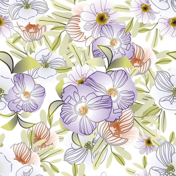elegancia patrón sin costuras con elementos florales - Vector, Imagen