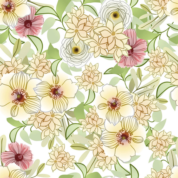 elegance seamless pattern with floral elements - ベクター画像