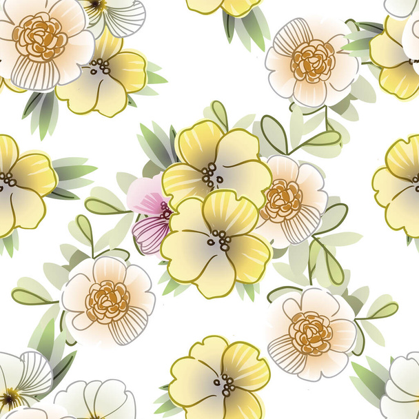 κομψότητα χωρίς ραφή μοτίβο με floral στοιχεία - Διάνυσμα, εικόνα