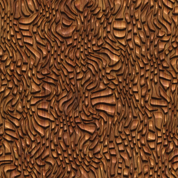Gesneden patroon op hout naadloze achtergrondstructuur, 3d illustratie - Foto, afbeelding