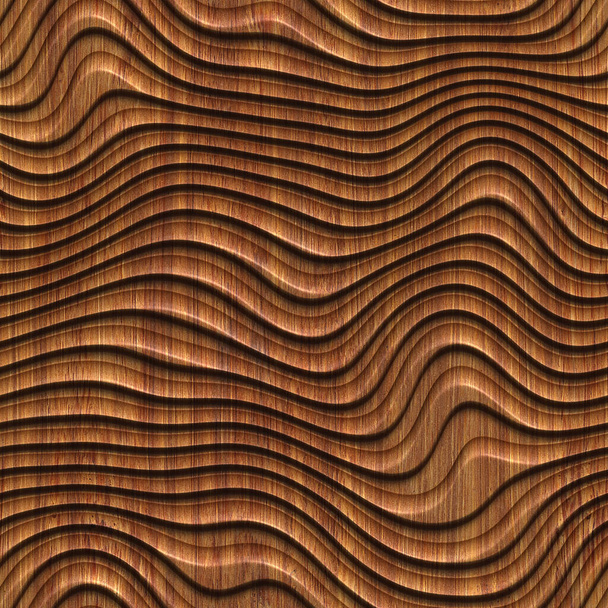 Motif sculpté sur fond bois texture sans couture, illustration 3D - Photo, image