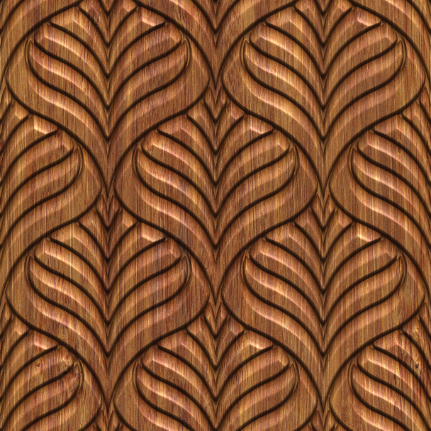 Faragott halpikkelyek minta fa háttér zökkenőmentes textúra, 3d illusztráció - Fotó, kép