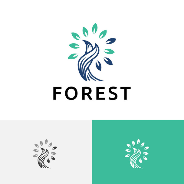 Bosque de árboles retorcidos Naturaleza Hojas Ecología Simple Logo - Vector, Imagen
