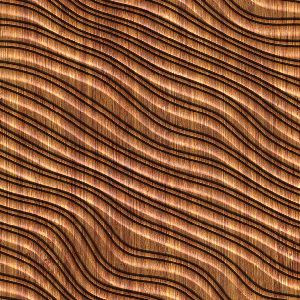 Patrón tallado sobre fondo de madera textura sin costuras, ilustración 3d - Foto, Imagen
