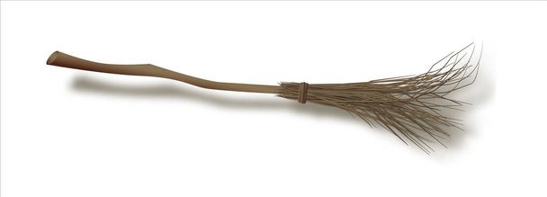 Witches broomstick for Halloween holiday. Isolated on white background. Vector EPS 10 - Vector, Image