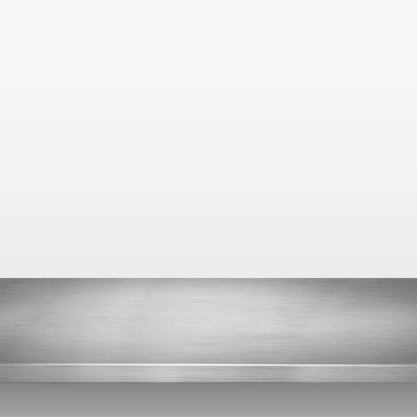 Металлическая кухонная столешница, металлическая текстура, большой стол на белом фоне - вектор - Вектор,изображение
