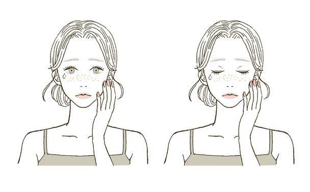 Schönheit Illustration einer Frau, die an Akne leidet - Vektor, Bild