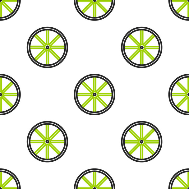 Line Bicycle wheel icon isolated seamless pattern on white background. Bike race. Extreme sport. Sport equipment. Vector - Vector, Image
