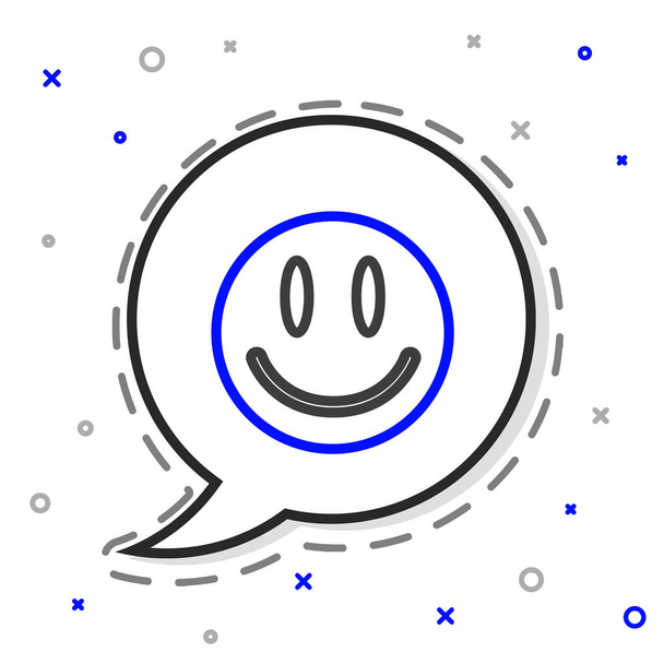 Ligne Smile icône du visage isolé sur fond blanc. Émoticône souriant. Joyeux symbole de chat souriant. Concept de contour coloré. Vecteur - Vecteur, image