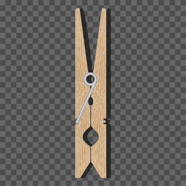 Realistic 3d vector illustration. Realistic wooden photo clip, fabric pegs, clothes hanger, clothespin. Close up, full face. Decor element, graphic design element. - Vector, Image