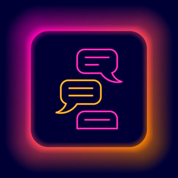 Gloeiende neon lijn Speech bubble chat pictogram geïsoleerd op zwarte achtergrond. Bericht icoon. Communicatie of commentaar chat symbool. Kleurrijk concept. Vector - Vector, afbeelding