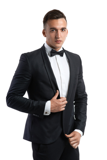 business man in a suit straightens his jacket - Foto, immagini