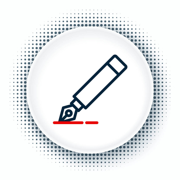 Linia Fontanna pióro nib ikona izolowane na białym tle. Znak narzędzia długopisu. Kolorowy koncept. Wektor - Wektor, obraz