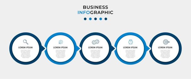 Plantilla de negocio de diseño de infografía vectorial con iconos y 5 opciones o pasos. Se puede utilizar para diagrama de proceso, presentaciones, diseño de flujo de trabajo, banner, diagrama de flujo, gráfico de información - Vector, Imagen