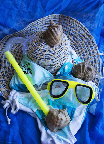 scuba masker, vinnen en snorkel - Foto, afbeelding