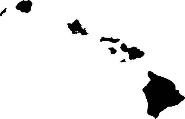 Prosta czarna mapa wektorowa kraju związkowego Hawaje, USA - Wektor, obraz