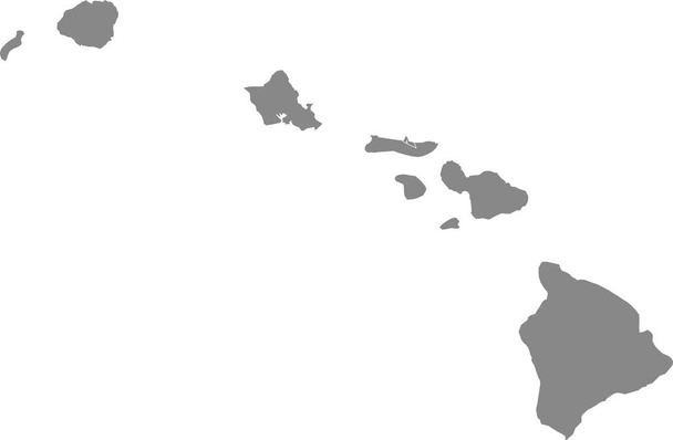 Gray vector map of the Federal State of Hawaii, USA with white bands of its counties - Вектор, зображення