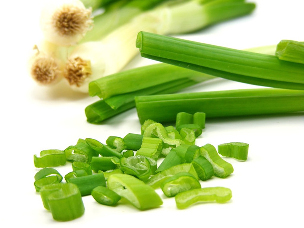 Chopped spring onions with whole onions - Photo, Image