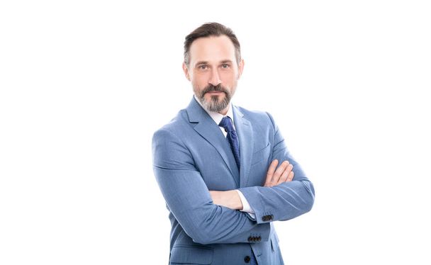 entrepreneur isolated on white. formal fashion. professional bearded ceo. confident boss - Fotoğraf, Görsel