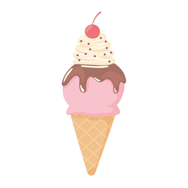 helado y cereza - Vector, Imagen