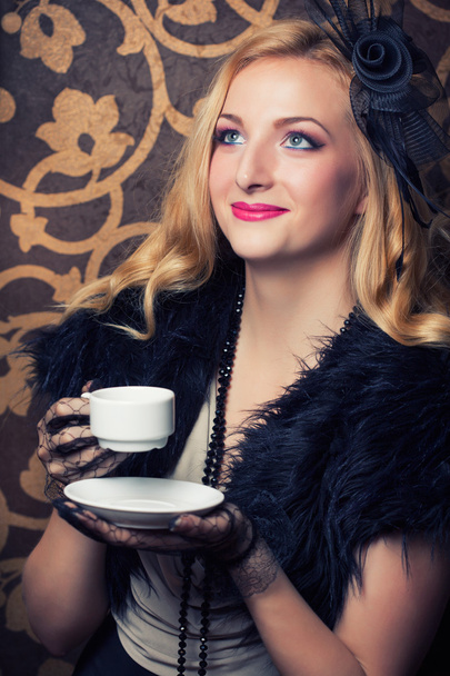 Woman drinking coffee - Zdjęcie, obraz