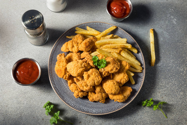 Homemade Fried Chicken Nuggets and Fries with Ketchup - Fotografie, Obrázek
