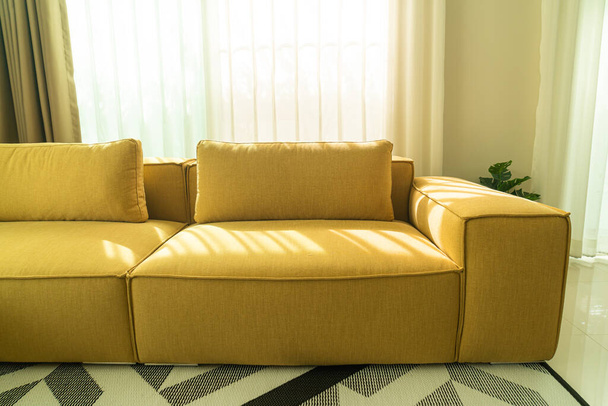 empty golden mustard sofa in living room - Фото, изображение