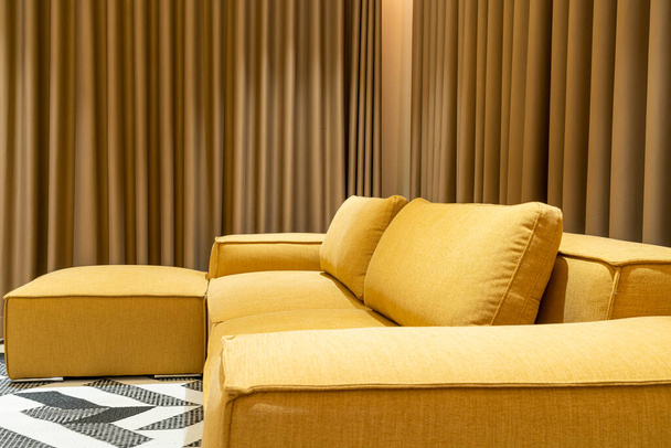 empty golden mustard sofa in living room - Фото, изображение