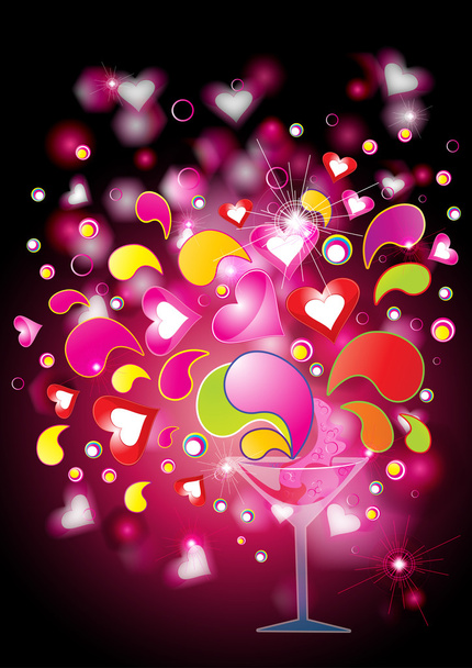 Love potion with hearts and splashes, eps10 vector illustration - Vector, Image