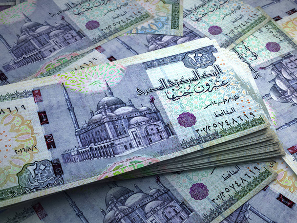 Mısır 'ın parası. Mısır sterlini banknotları. EGP banknotları. 10 kilo. İş, finans, haber geçmişi. - Fotoğraf, Görsel