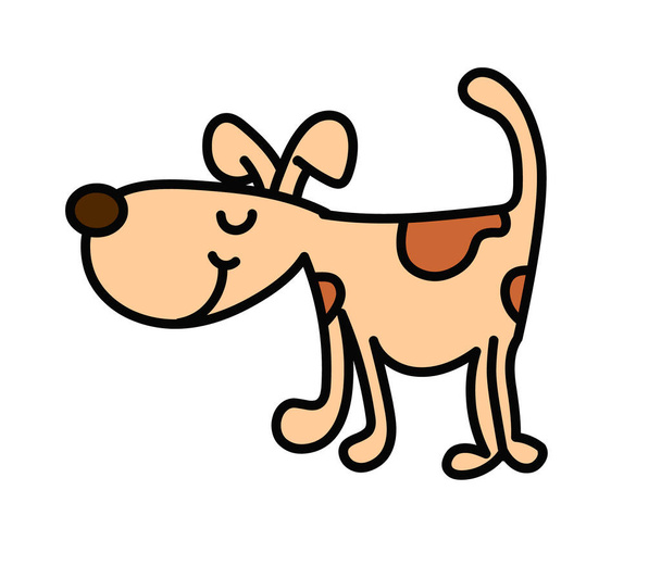 Happy hond wandelen tekening doodle vector illustratie - Vector, afbeelding